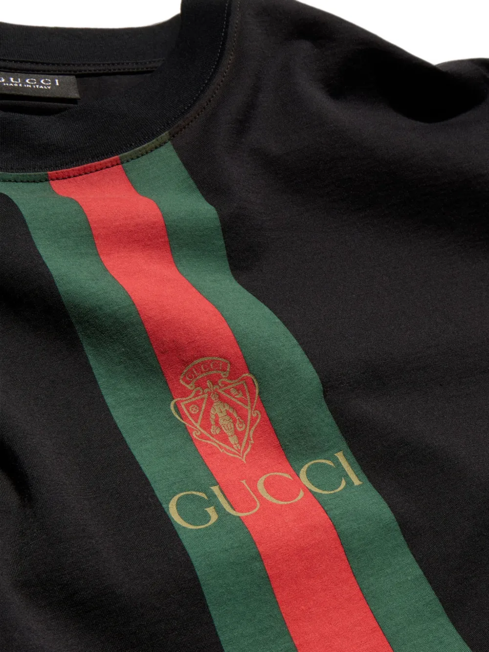 Gucci Web T-shirt met wapenschild-print Zwart