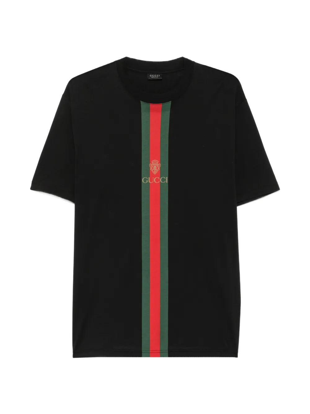 Gucci Web T-shirt met wapenschild-print Zwart