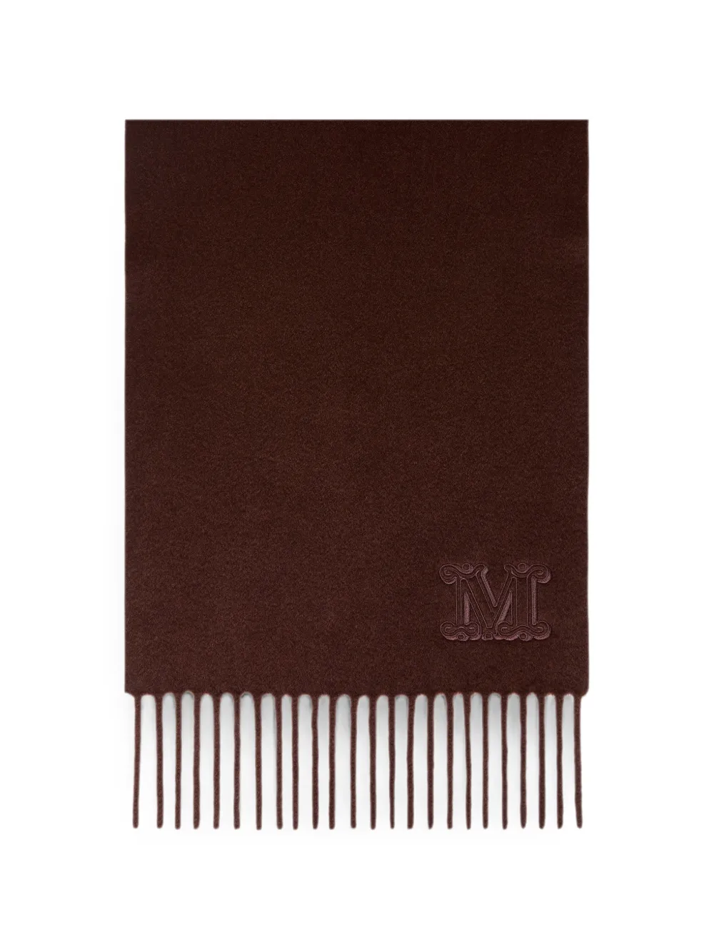 Max Mara Bestickter Schal mit Fransen - Braun