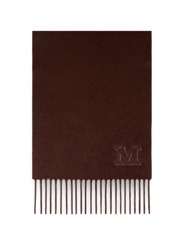 Max Mara Embroidered Fringe-trim Scarf in Brown