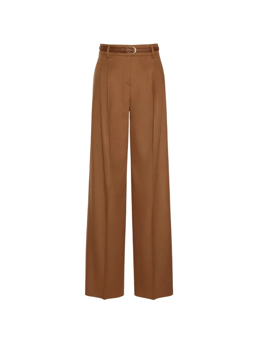 Max Mara Pantaloni a gamba ampia in lana - tabacco - Marrone