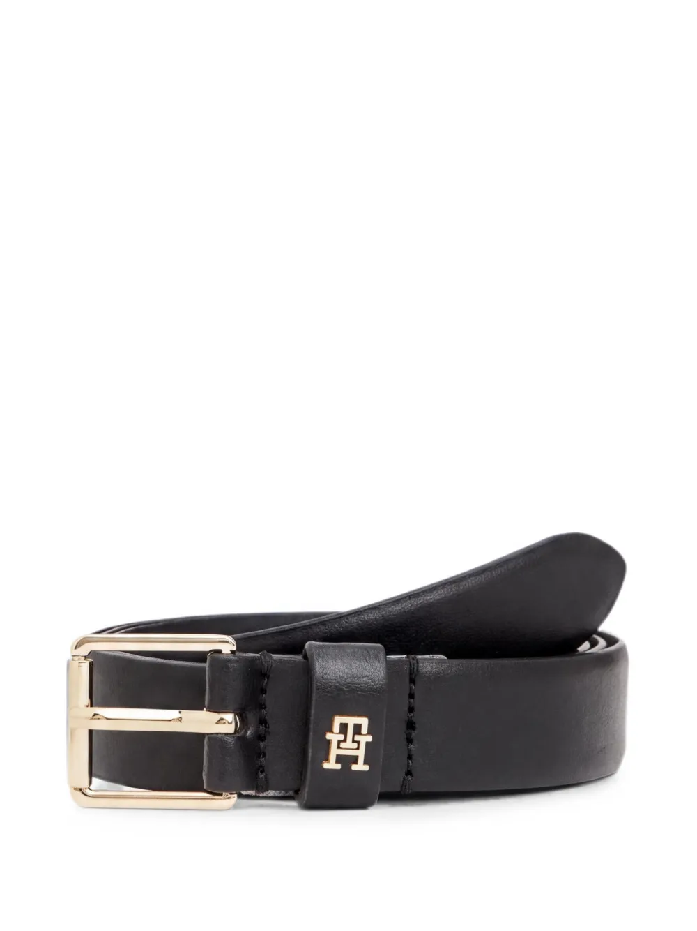 Tommy Hilfiger TH monogram-plaque leather belt - Nero
