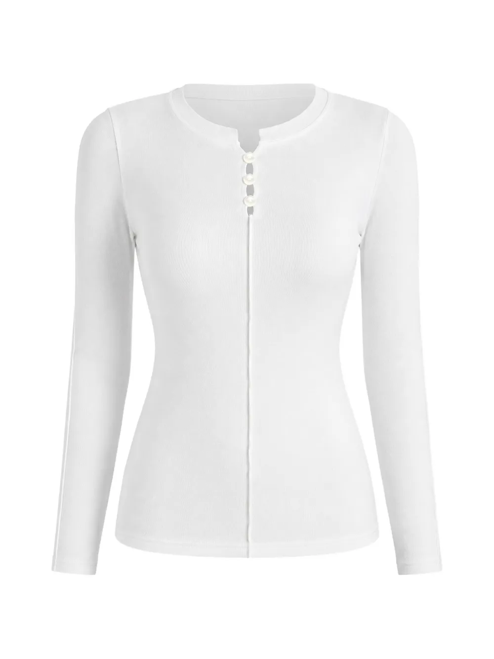 Eleh seam-detail button-placket T-shirt