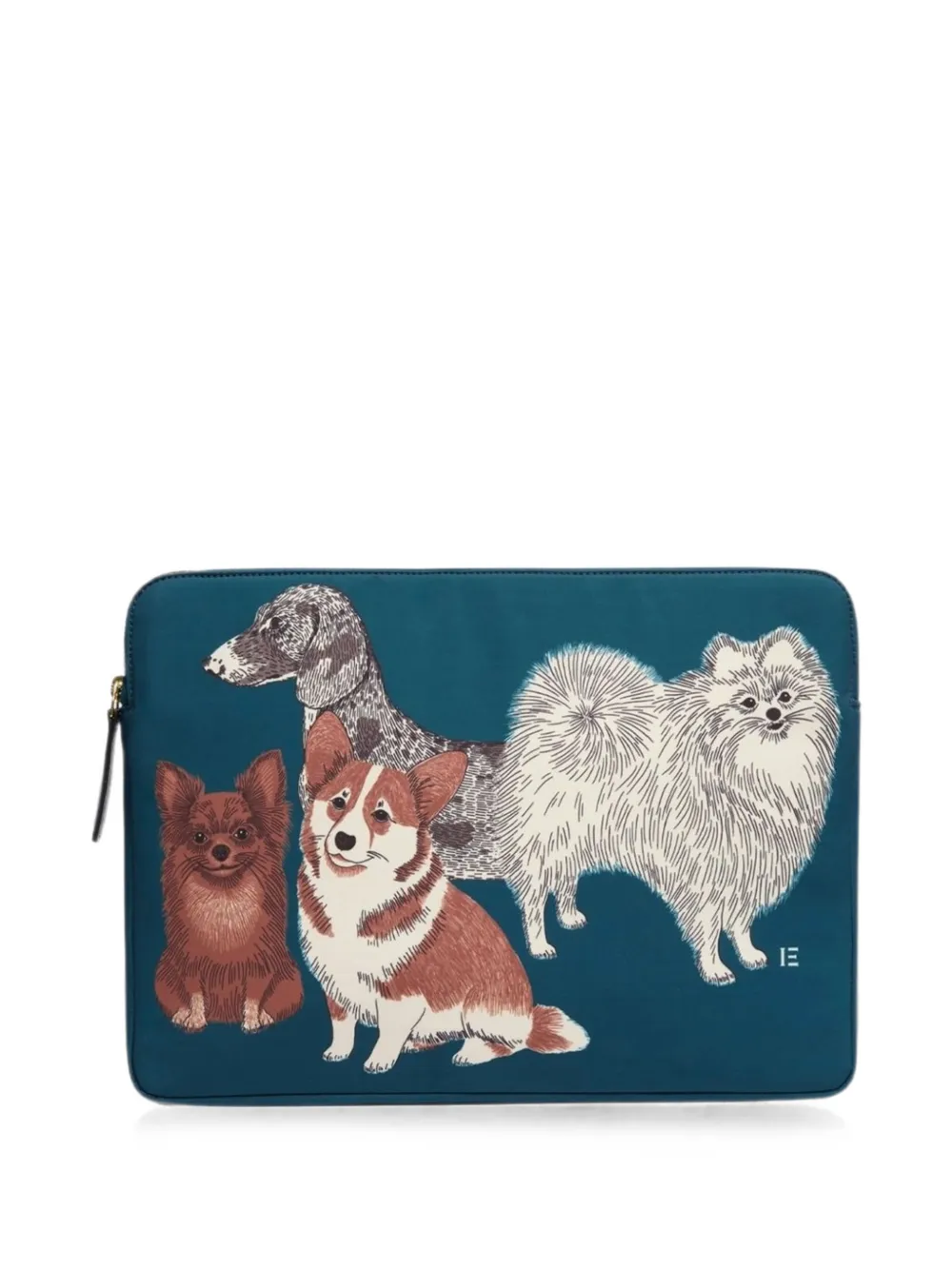 Inoui Editions dog-print leather laptop cover - Blu