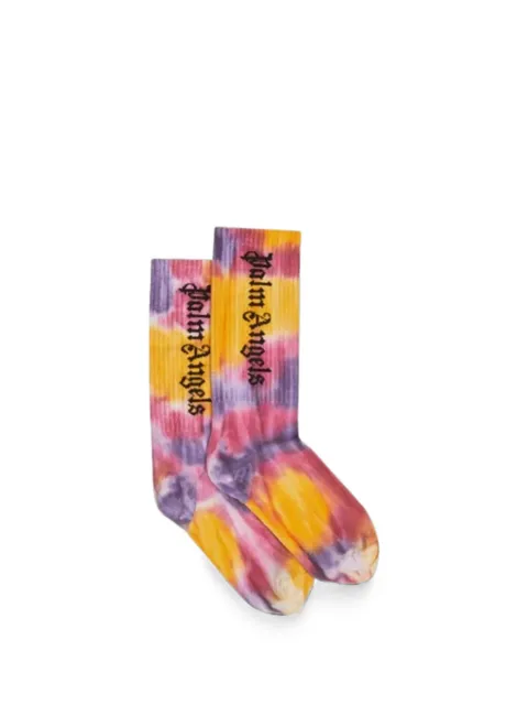 Palm Angels Kids tie-dye logo-intarsia socks