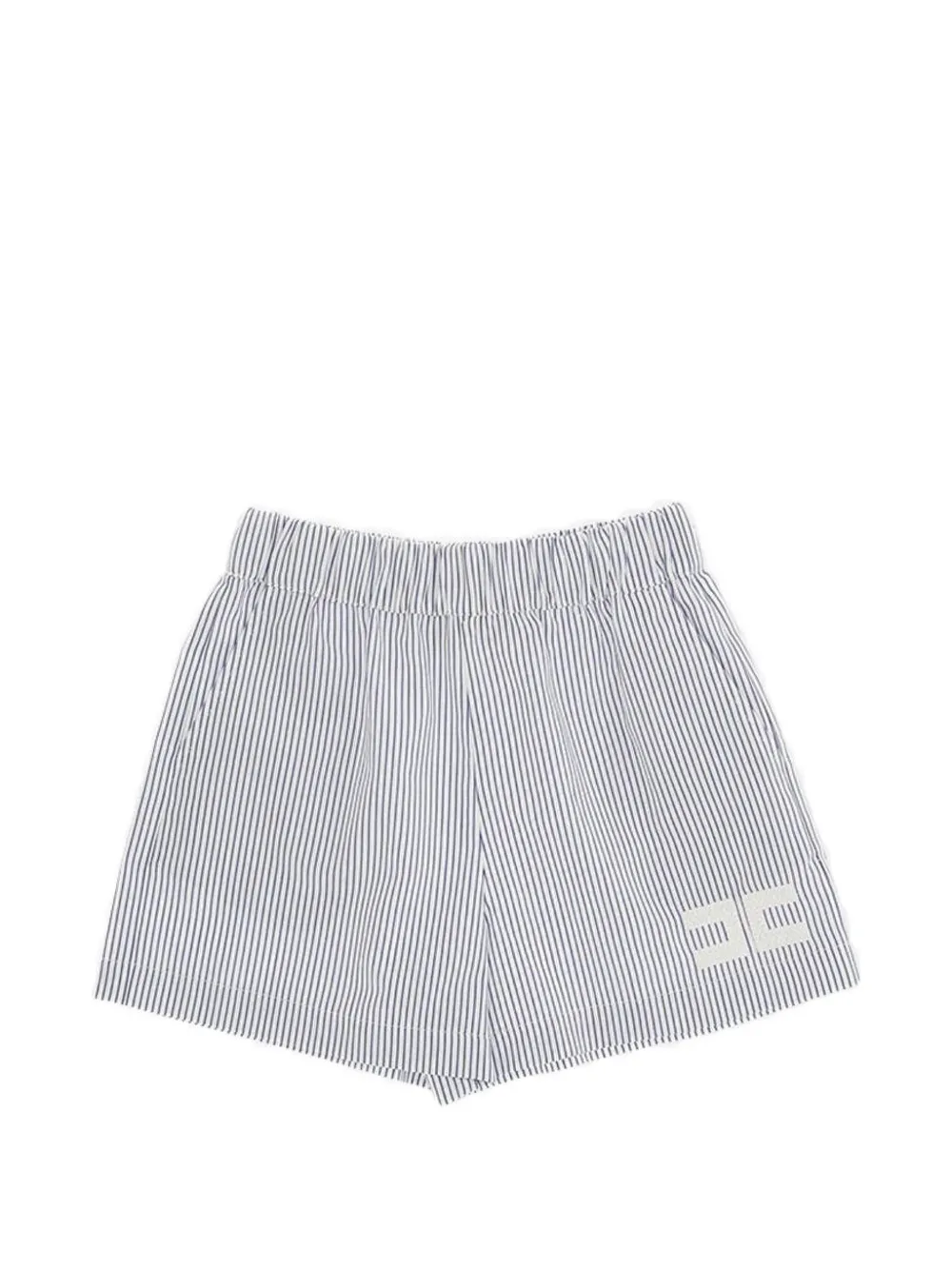 Elisabetta Franchi La Mia Bambina vertical-stripe logo-patch shorts - Bianco