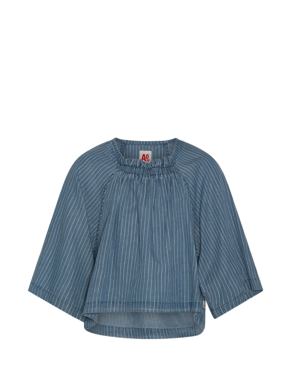 American Outfitters Kids Ada pinstriped gathered-neck blouse - Blau