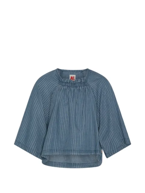 American Outfitters Kids Ada pinstriped gathered-neck blouse