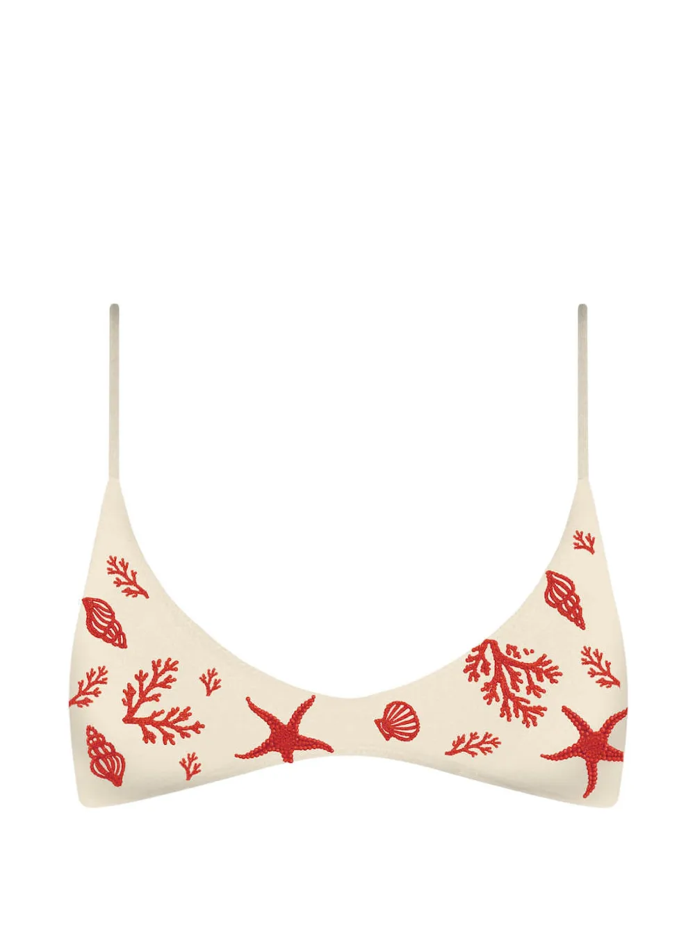 MC2 Saint Barth Paloma bralette bikini top in cream with bead details · L