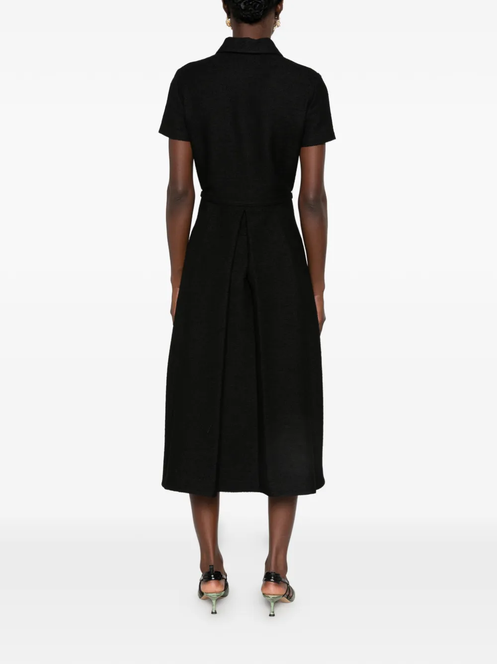FENDI Belted Short-sleeve Midi Dress in Black, view 4