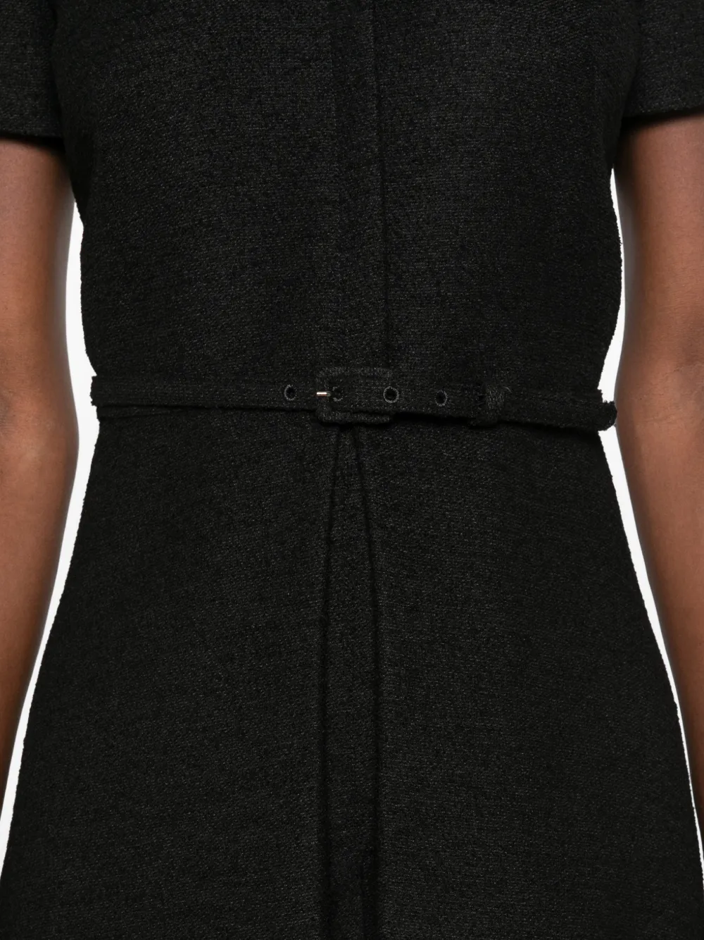 FENDI Belted Short-sleeve Midi Dress in Black, view 5
