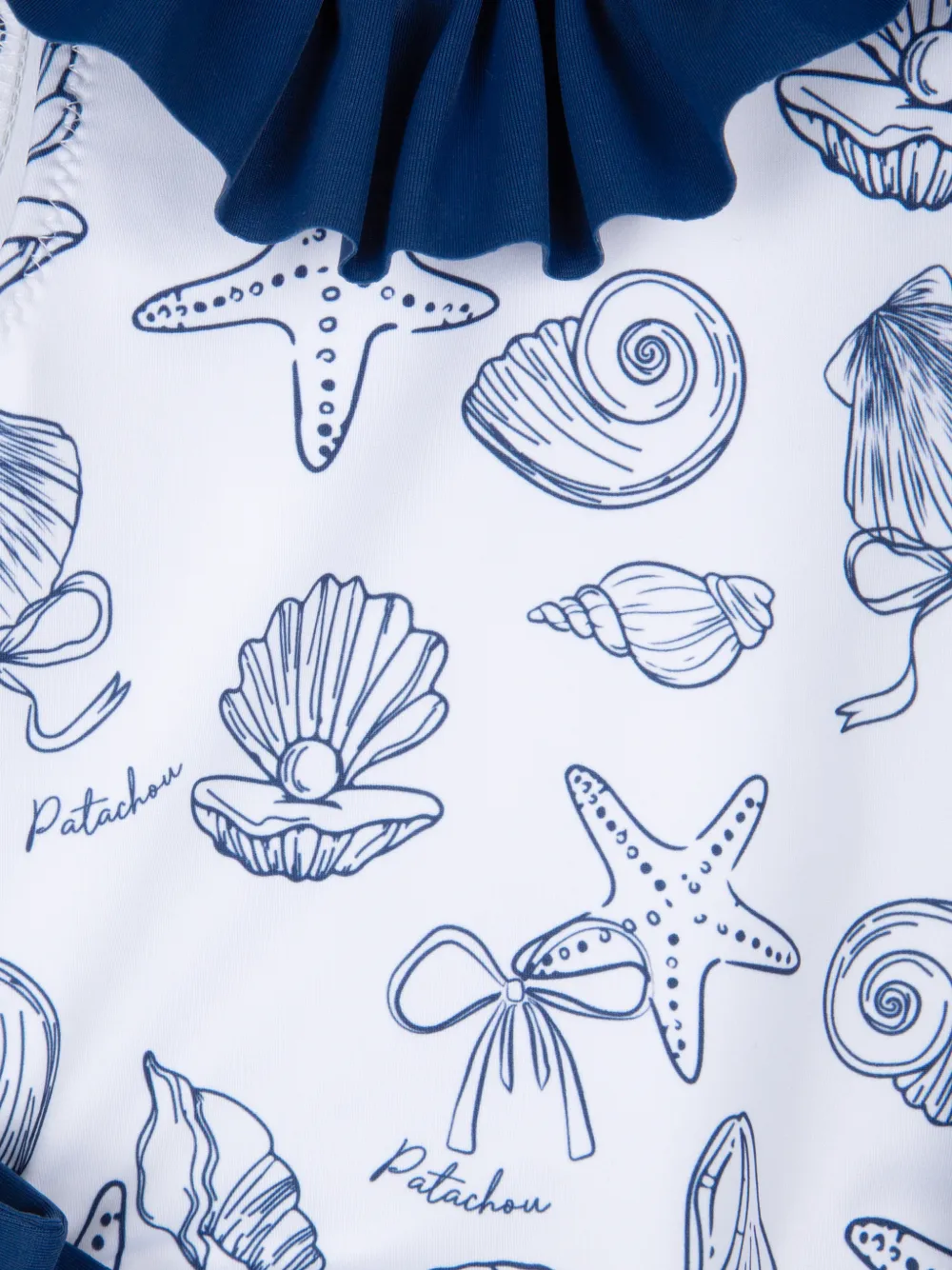 Patachou Badpak met schelpenprint en ruches Wit