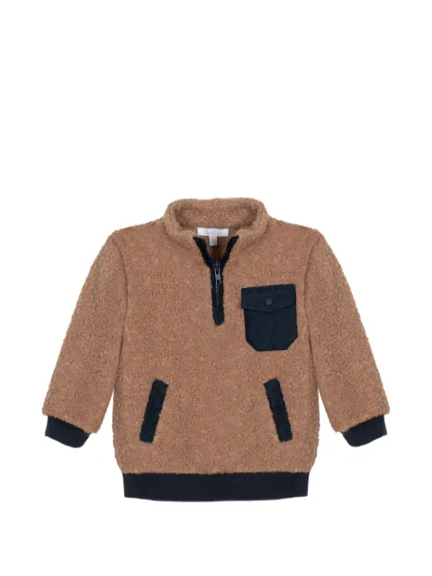 Patachou fleece-texture panelled sweater