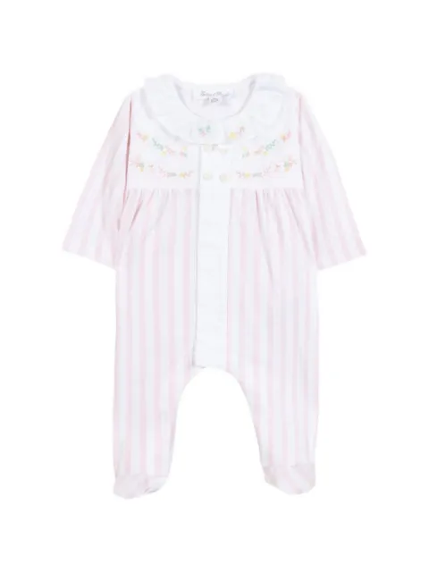 Tartine Et Chocolat floral-embroidered striped sleepsuit