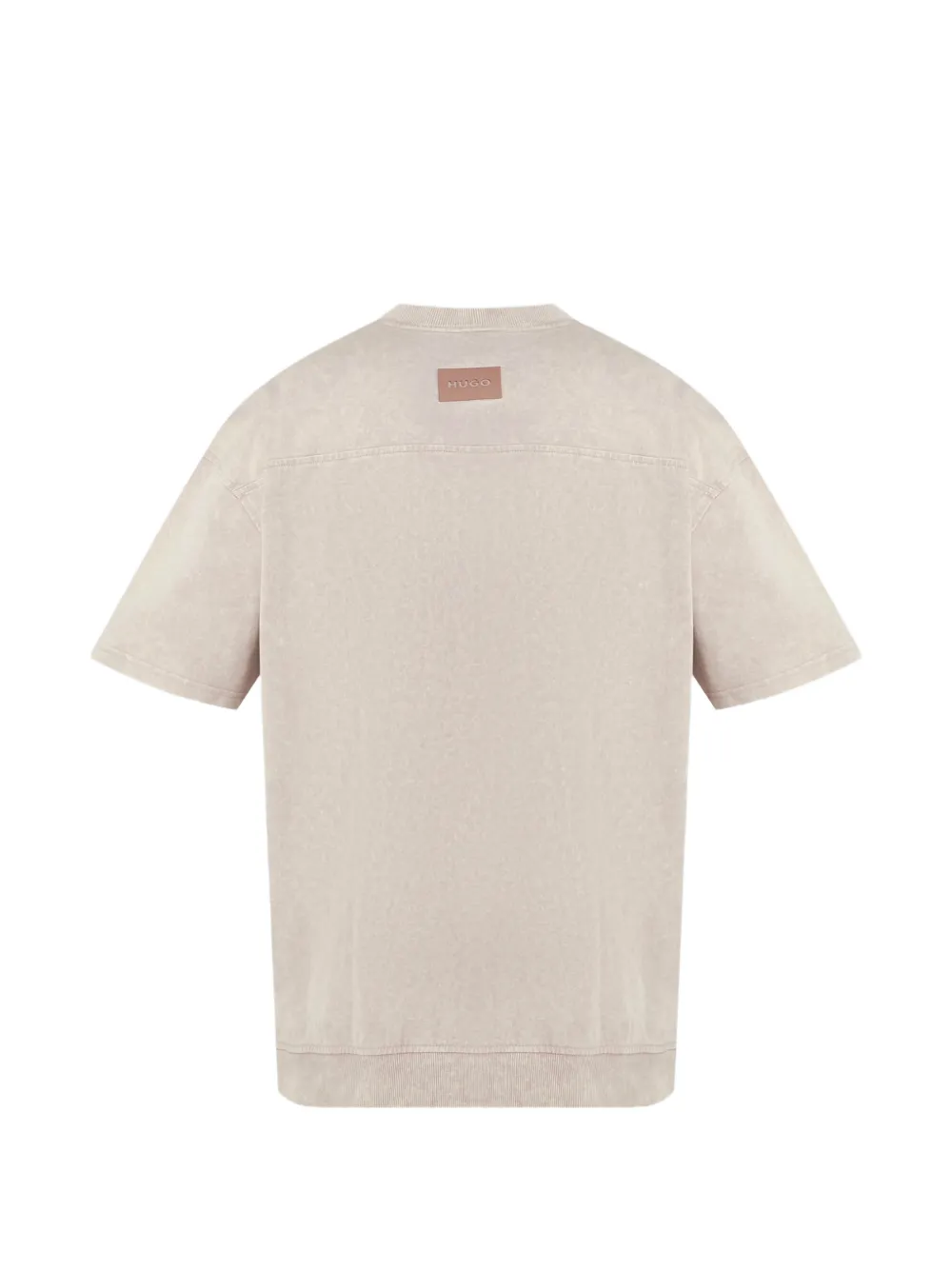 HUGO T-shirt met acid-wassing en logopatch Beige