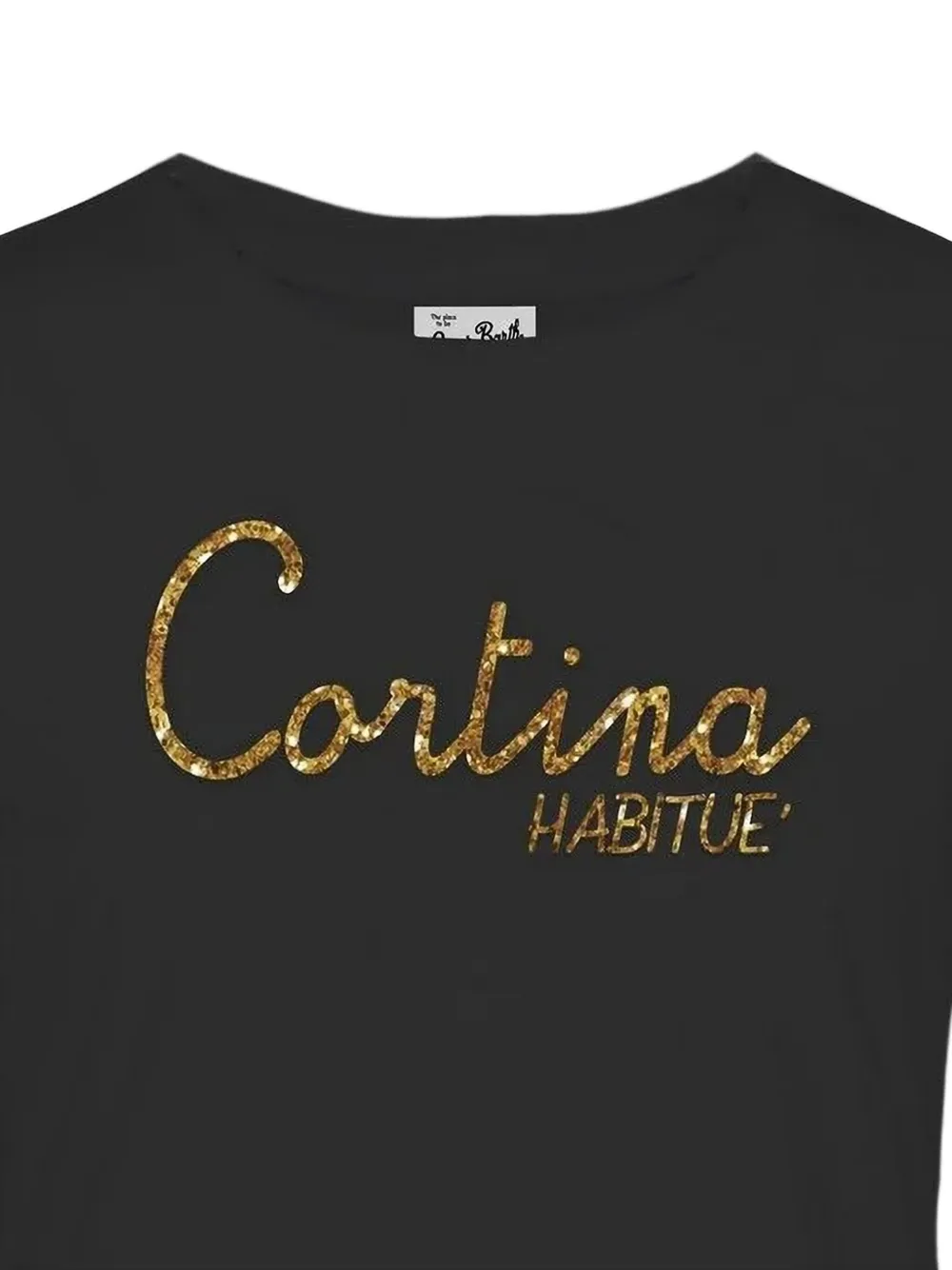 MC2 Saint Barth T-shirt met glitters en logo-print Zwart