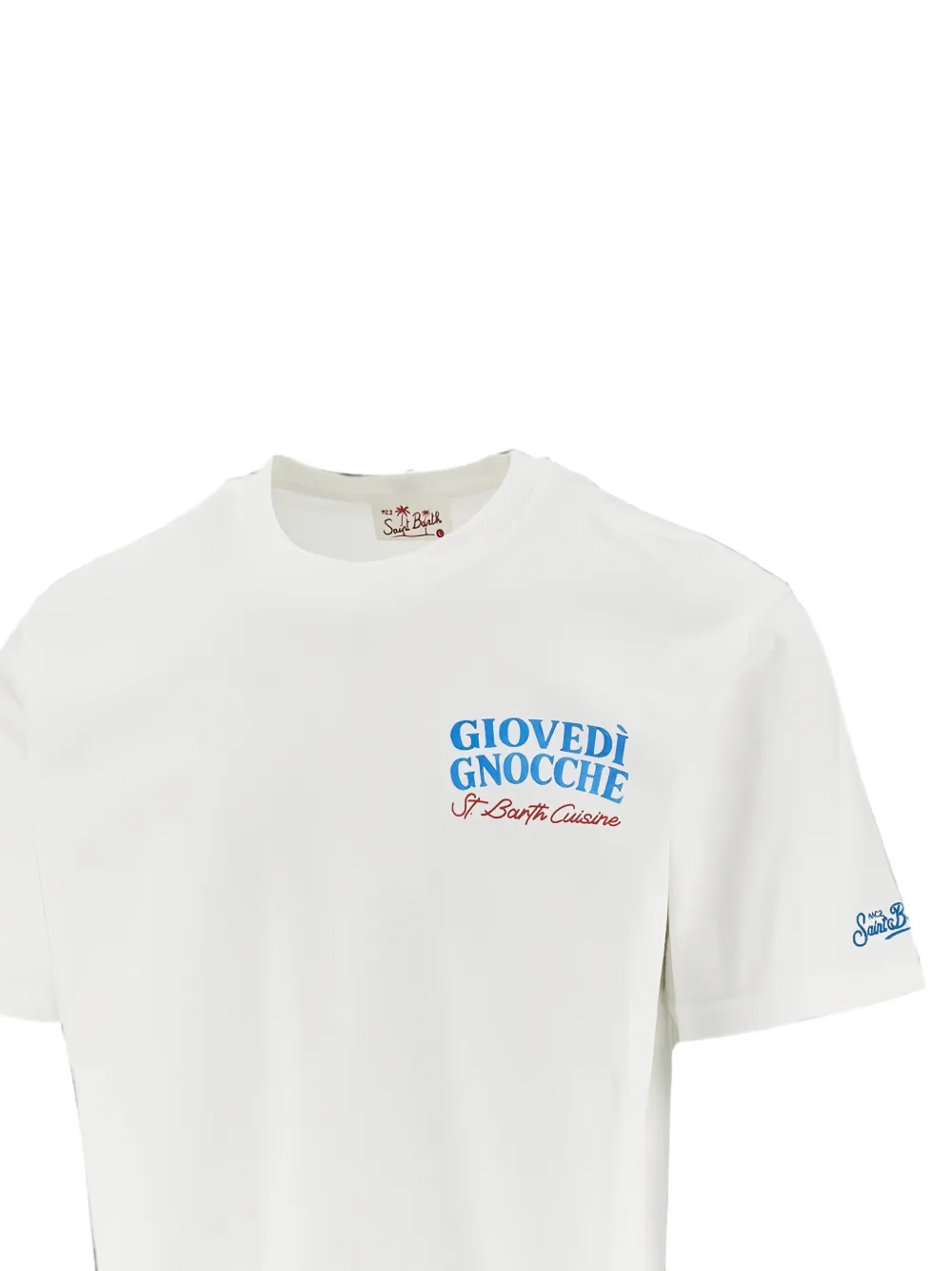 MC2 Saint Barth Portland wit T-shirt met Giovedì Gnocchi-illustratie