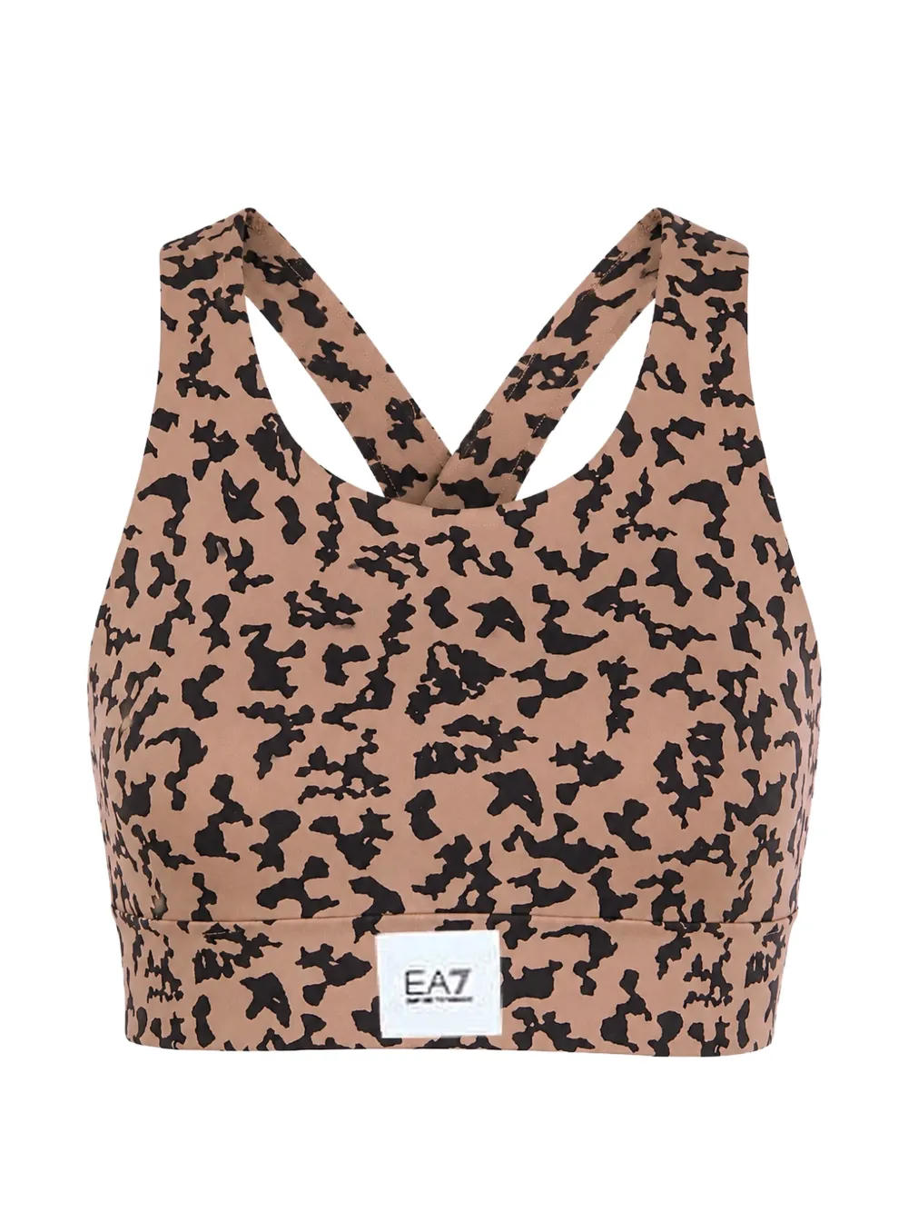 Ea7 Emporio Armani animal-print crossover-strap sports bra - Marrone