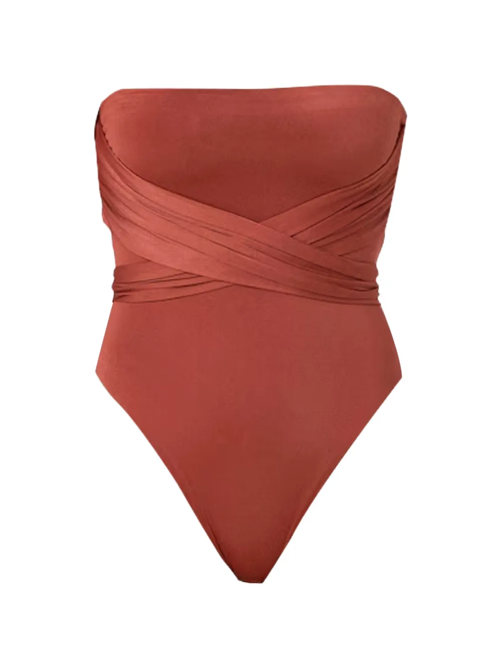 ME FUI crossover strapless swimsuit