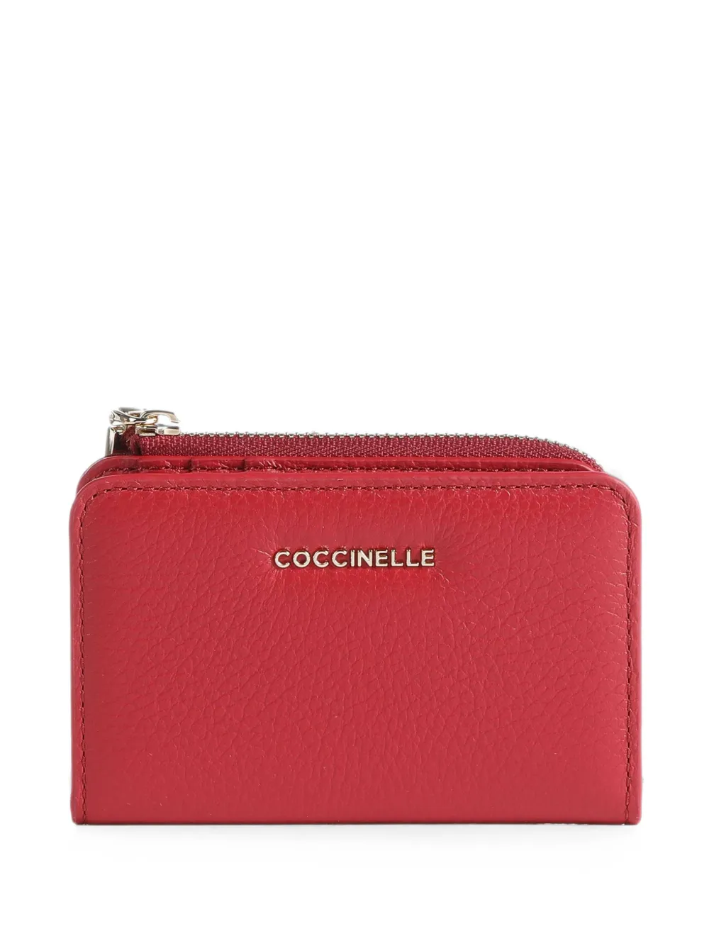 Coccinelle Logo-stamp Pebbled-leather Wallet In 레드