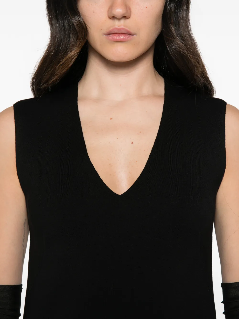 FENDI Mouwloze jurk met V-hals Zwart