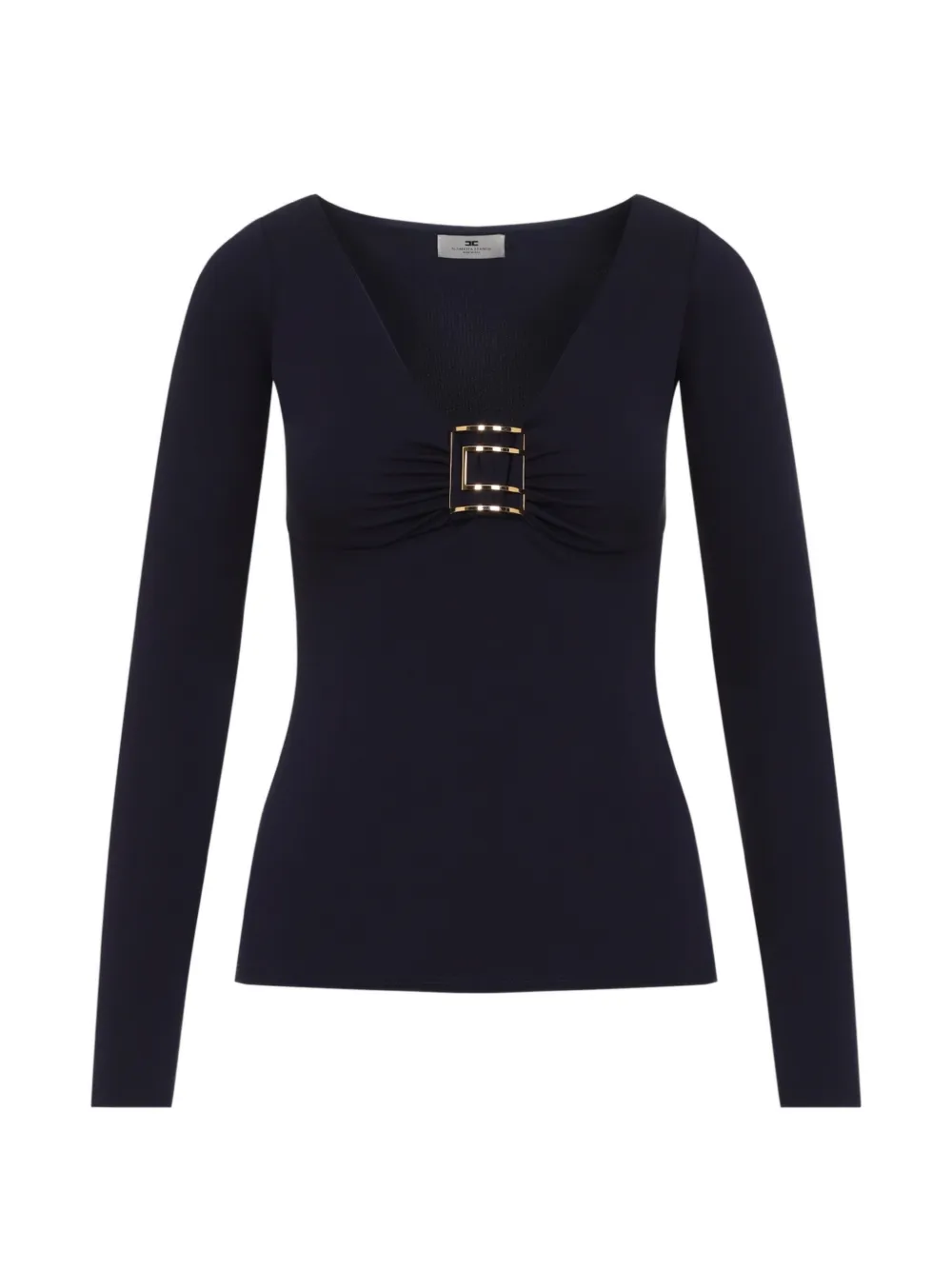 Elisabetta Franchi jewel logo-detail long-sleeves top - Blau