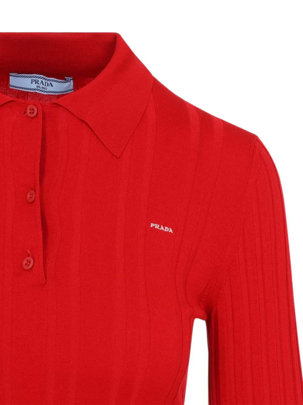 Prada Ribgebreid poloshirt Rood