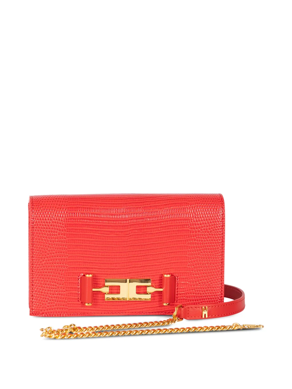 Elisabetta Franchi Schoudertas met logo-plakkaat en hagedissen-effect Rood
