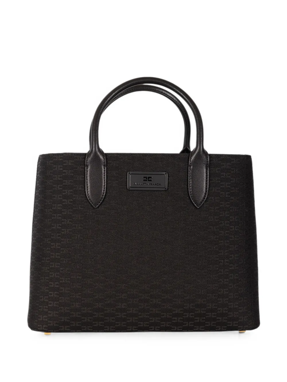 Elisabetta Franchi monogram-pattern logo-plaque tote bag Zwart