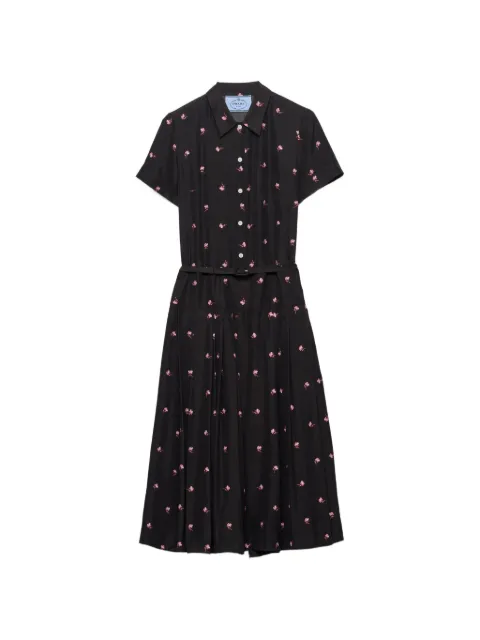Prada floral-print washed silk dress