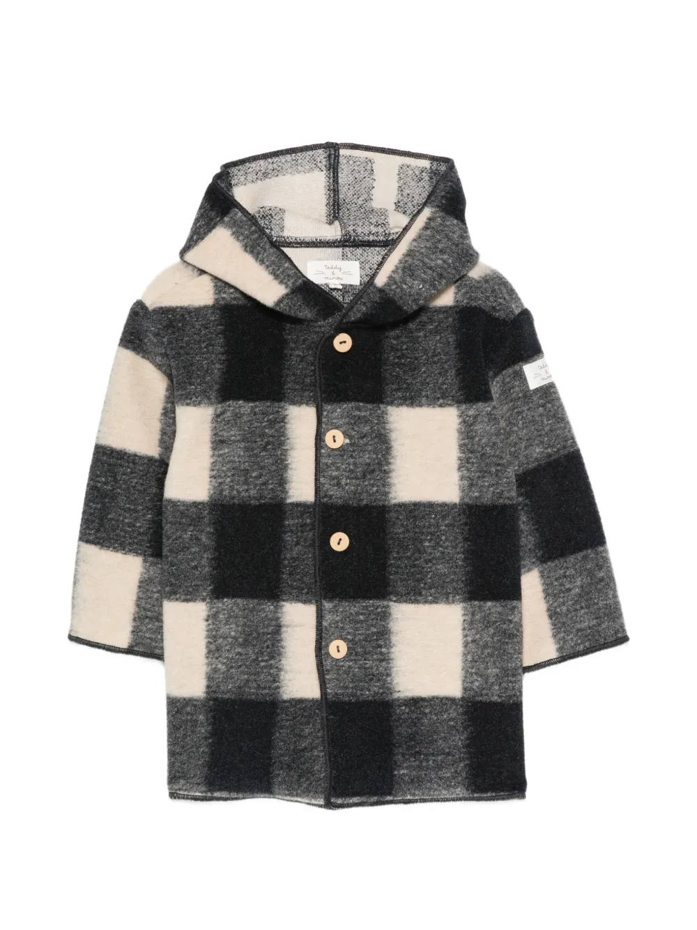TEDDY & MINOU check-pattern hooded jacket - Blu