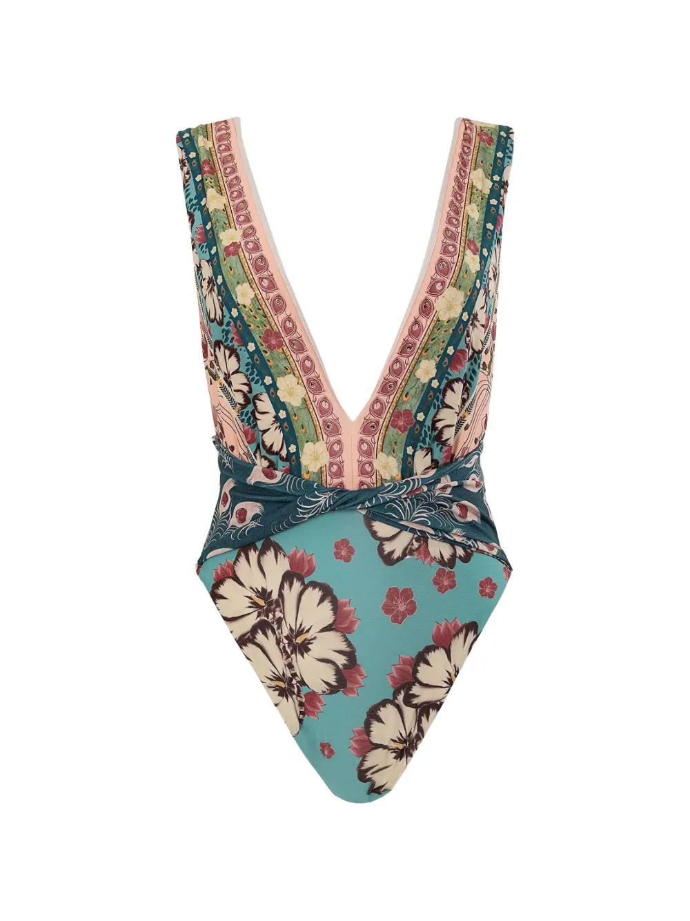 Agua Bendita Ellis floral-print plunge swimsuit - Blau