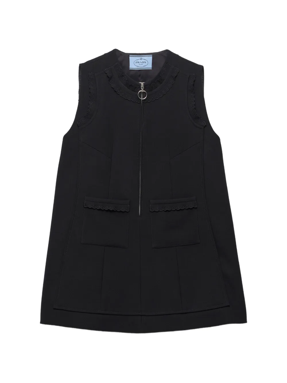 Prada embroidered natté-fabric mini dress