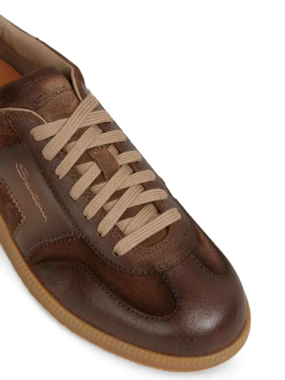 Santoni DBS Oly logo-print panelled sneakers Bruin