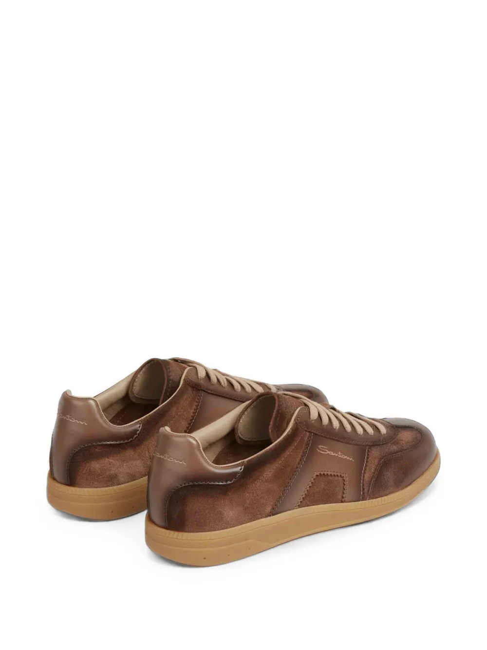 Santoni DBS Oly logo-print panelled sneakers Bruin