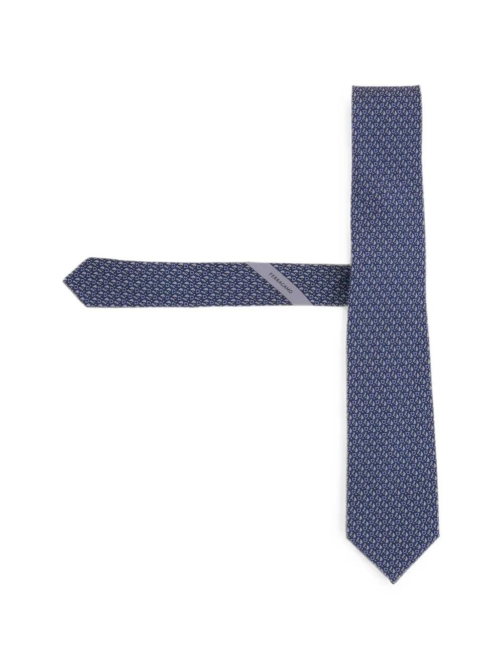 Ferragamo equestrian print silk tie - Blau