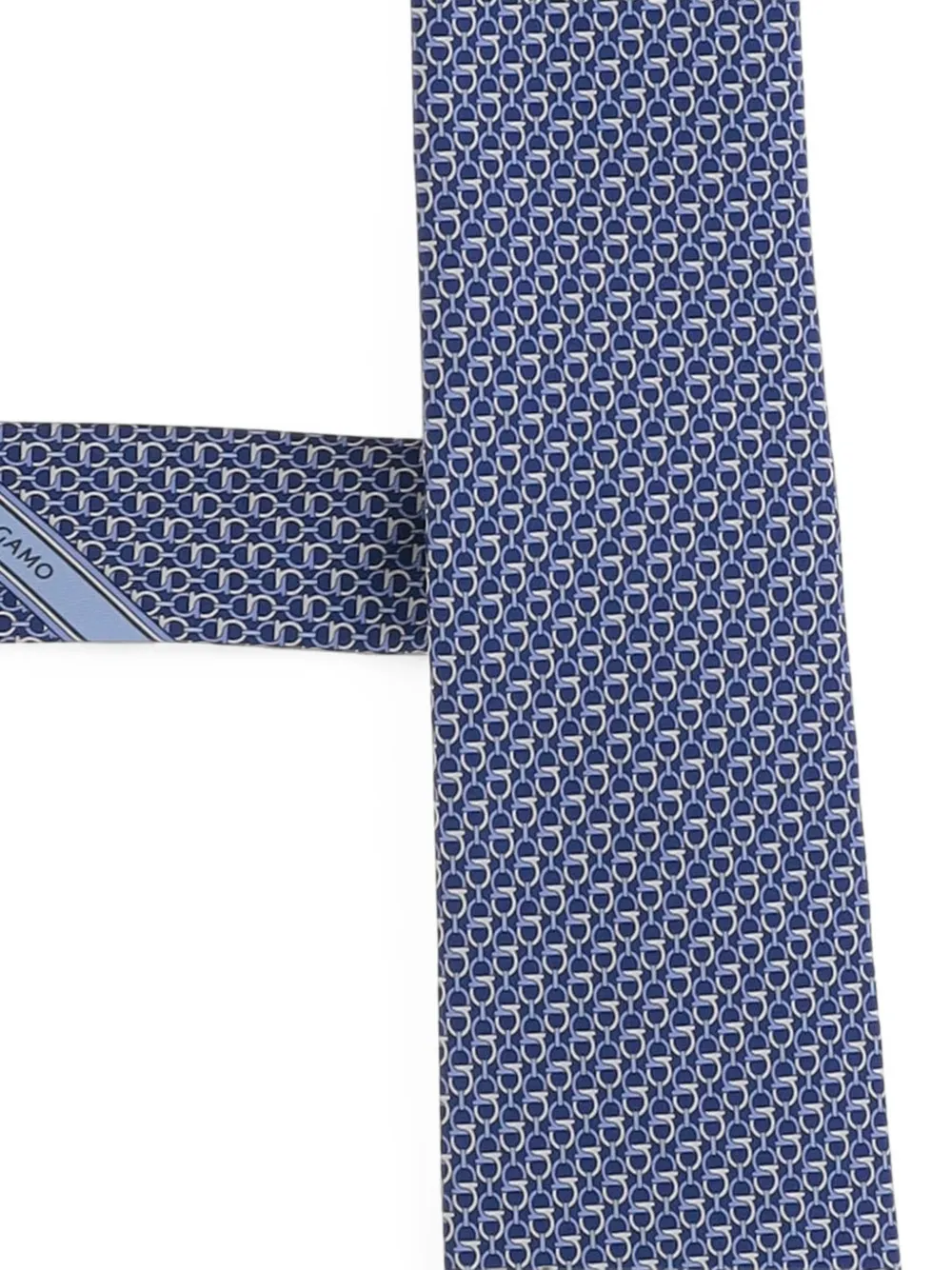 Ferragamo Zijden stropdas met Gancini-print Blauw
