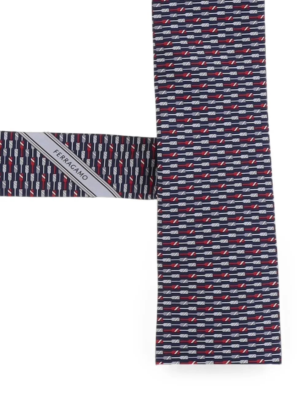 Ferragamo Stropdas met geometrische print Blauw