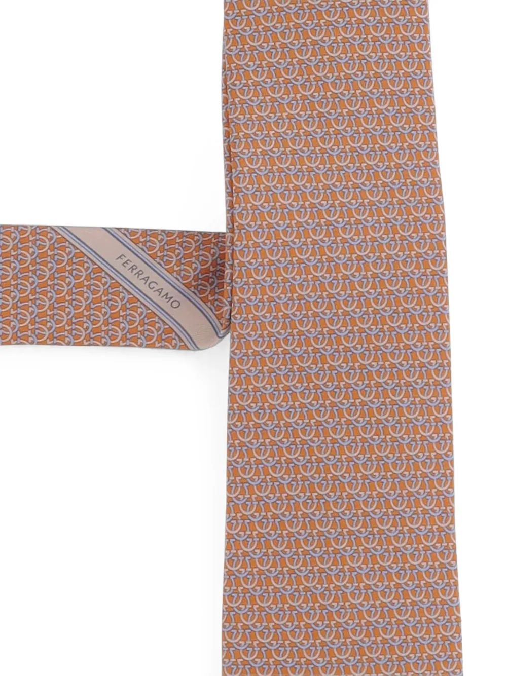 Ferragamo Zijden stropdas met Gancini-print Oranje