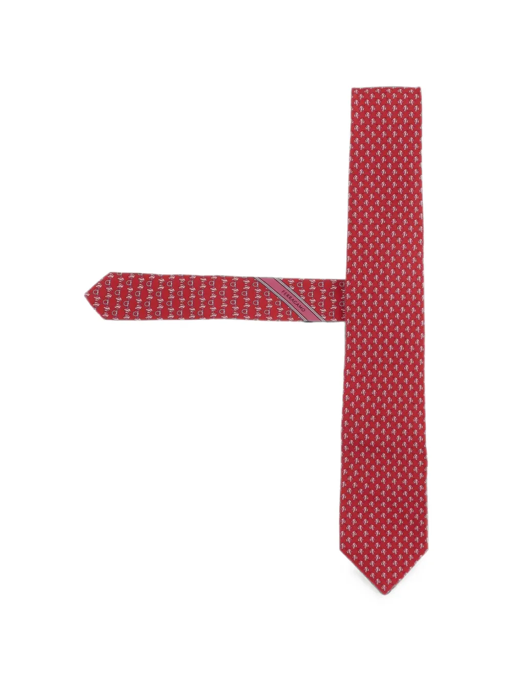 Ferragamo mini fish print silk tie - Rot
