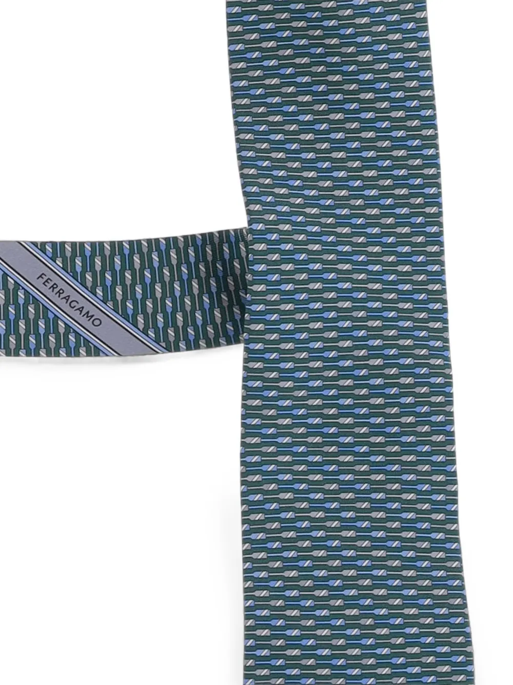 Ferragamo patterned silk tie Groen