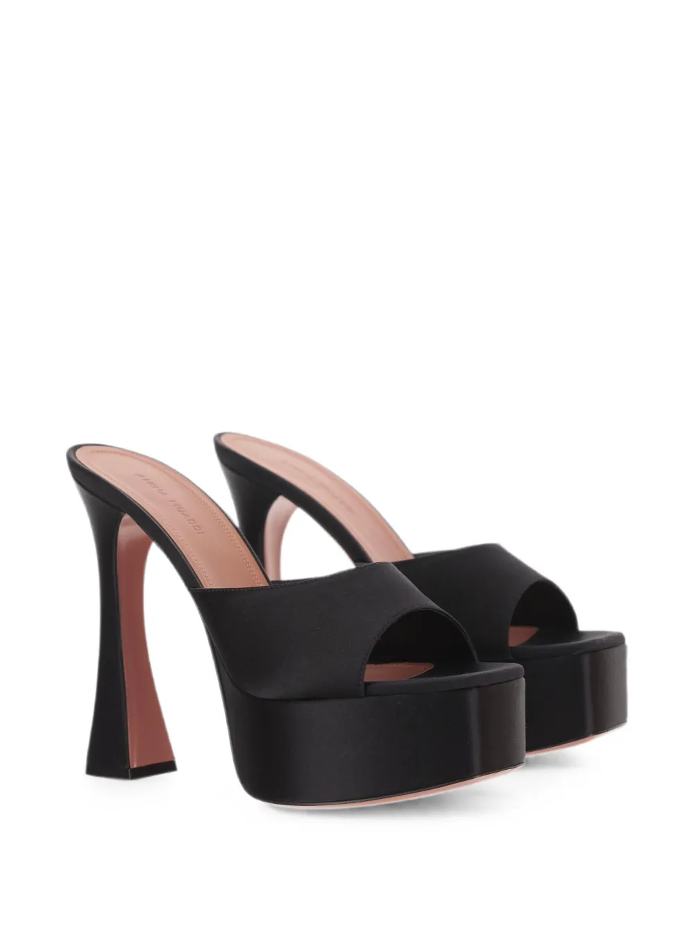 Amina Muaddi Dalida 140 plateau satin slippers Zwart