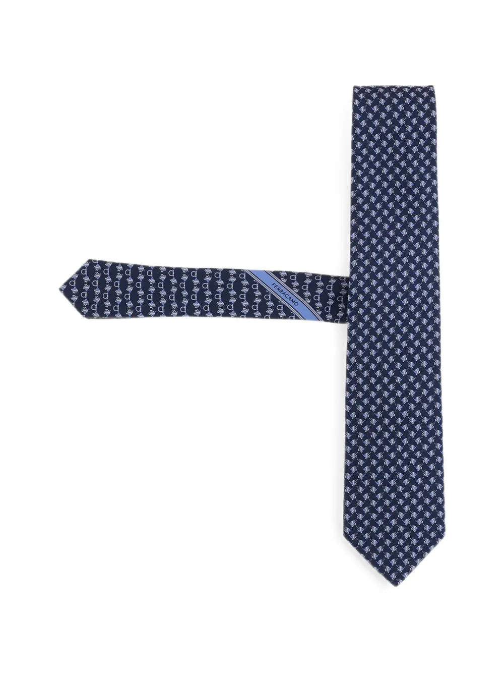 Ferragamo mini fish print silk tie - Blau