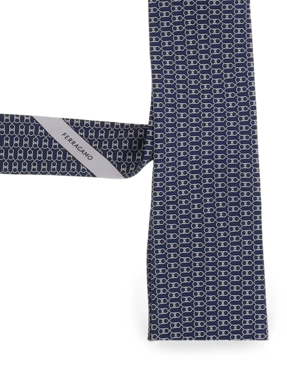 Ferragamo Zijden stropdas met Gancini-patroon Blauw