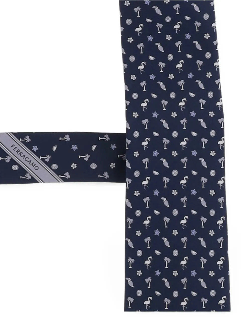 Ferragamo Zijden stropdas met tropisch patroon Blauw
