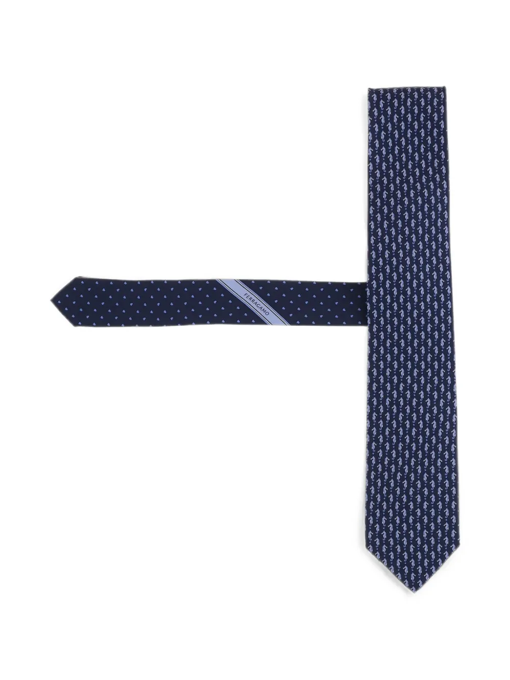 Ferragamo seahorse print silk tie - Blau