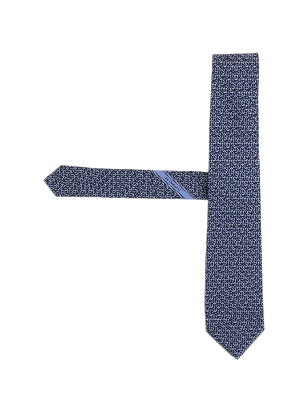 Ferragamo Gancini links print silk tie - Blau