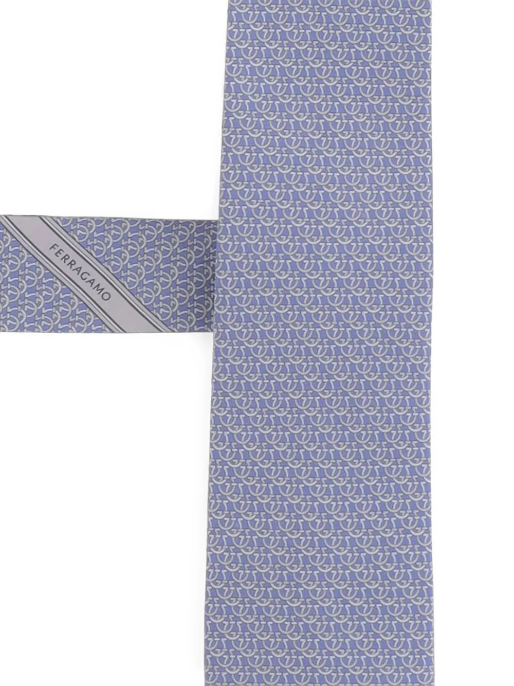 Ferragamo Zijden stropdas met Gancini-print Blauw