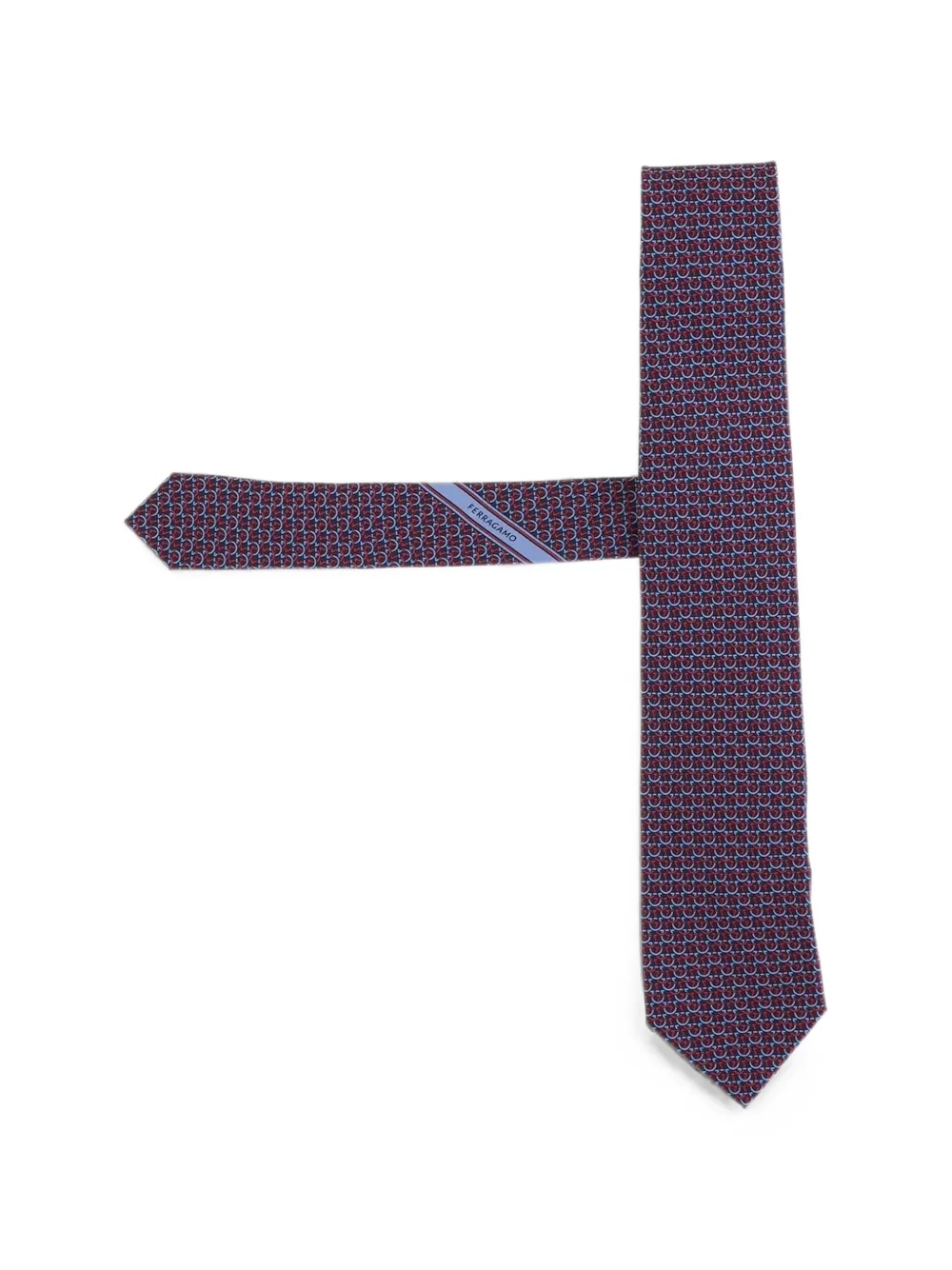 Ferragamo Gancini links print silk tie - Blu