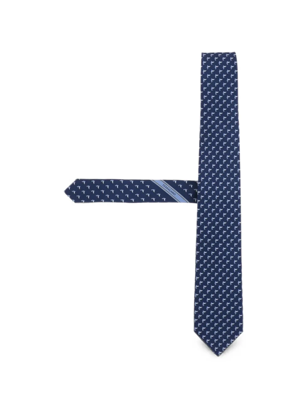 Ferragamo shark print silk tie - Blau